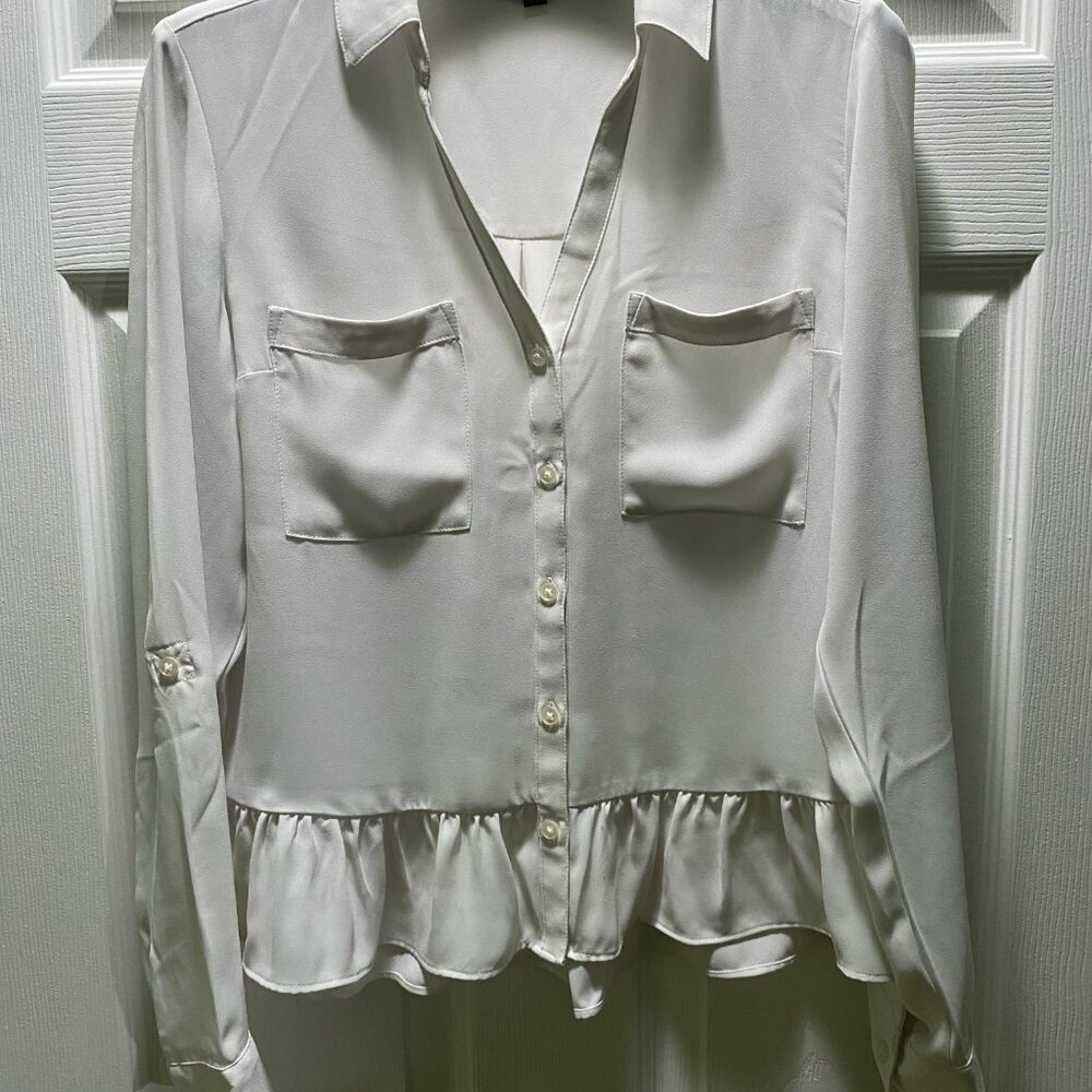 Express - White Peplum Blouse - XS